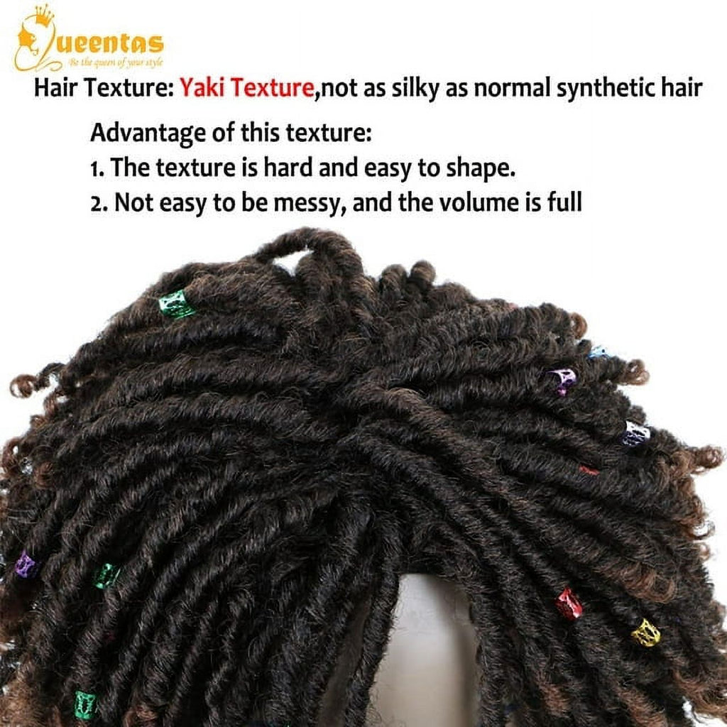 QUEENTAS Dreadlock Wig for Black Women Braiding Hair Synthetic Short Braids Wigs Faux Locs Twist Wigs Curly Crochet Hair Wigs