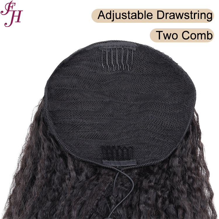 FH Unprocessed Natural Virgin Raw Kinky Straight Human Brazilian Hair Extension Ponytail