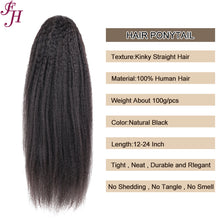 Load image into Gallery viewer, FH Unprocessed Natural Virgin Raw Kinky Straight Human Brazilian Hair Extension Ponytail