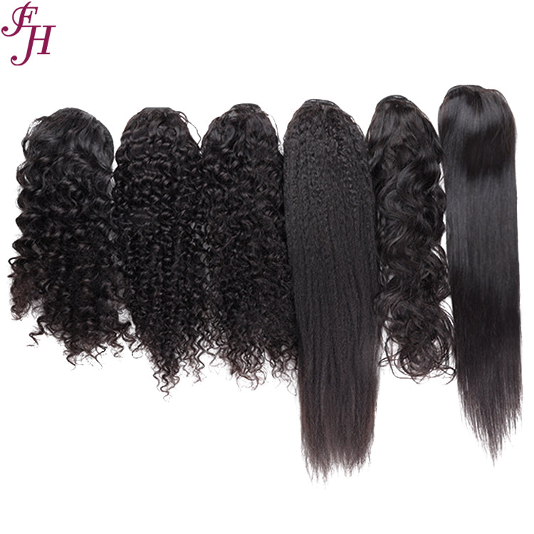 FH Unprocessed Natural Virgin Raw Kinky Straight Human Brazilian Hair Extension Ponytail