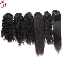 Load image into Gallery viewer, FH Unprocessed Natural Virgin Raw Kinky Straight Human Brazilian Hair Extension Ponytail