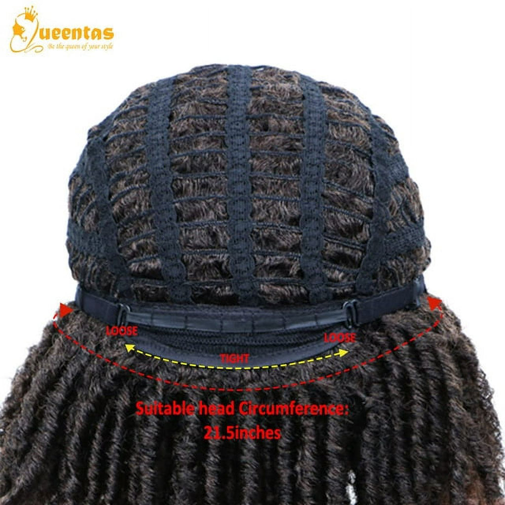 QUEENTAS Dreadlock Wig for Black Women Braiding Hair Synthetic Short Braids Wigs Faux Locs Twist Wigs Curly Crochet Hair Wigs