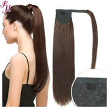 FH European human hair chocolate brown straight hair ponytail #4