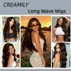 Creamily 26 Inch Brown Wigs for Black Women V Part Body Wave Wigs Synthetic Curly Wig Long Brown Wigs Cap