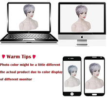 Load image into Gallery viewer, PHOCAS Gray Wigs for Women Synthetic Short Pixie Cut Wigs Wefted Wig Caps Grey Mix Brown