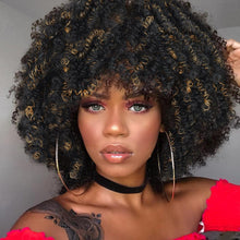 Load image into Gallery viewer, Queentas Blonde Wigs for Black Women Kinky Curly Wigs Synthetic 70s 80s Mens Wigs Short Curly Wigs with Bangs for Halloween Glueless Wigs