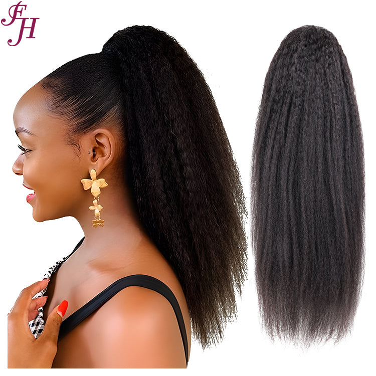 FH Unprocessed Natural Virgin Raw Kinky Straight Human Brazilian Hair Extension Ponytail