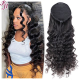 FH Wholesale Brazilian Curly Hair drawstring ponytail human hair extension