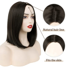 Load image into Gallery viewer, Lakihair 14inch Human Hair Wig Short Bob Wig with Bangs Brown Wigs for Women