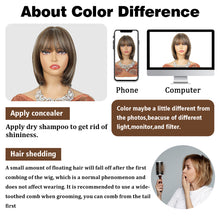 Load image into Gallery viewer, Phocas 10inch Short Brown Wigs for Women Bob Wig with Bangs Highlight Blonde Short Wigs