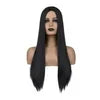 QUEENTAS 24" Long Black Wig Straight Human Hair Wigs for Black Women Glueless Black Wigs None Lace Wigs