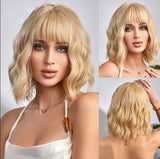 no27✨2PCS 50% OFF✨ FH P13918 wave blonde color short bob with bang synthetic wig