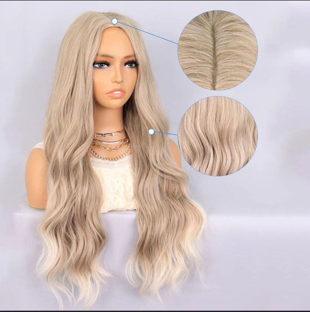 no30 ✨2PCS 50% OFF✨ FH P13920 light blonde middle part synthetic wig