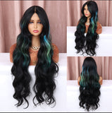 ✨2PCS 50% OFF✨ FH P13931 highlight green long wavy synthetic wig