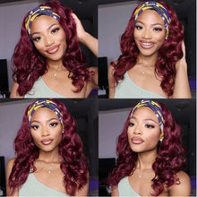 Load image into Gallery viewer, no12✨2PCS 50% OFF✨ 14inch P14426 Burgundy color short wave synthetic wig with Ice silk headband