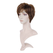 Load image into Gallery viewer, Queentas 8&quot; Short Wigs for Black Women Synthetic Brown Short Wigs with Bangs Brown Curly Wig (Chestnut Brown Wig)