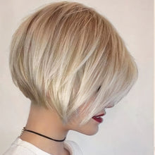 Load image into Gallery viewer, Creamily Blonde Wigs for Women Short Blonde Wig Brown Roots Wefted Wig Cap