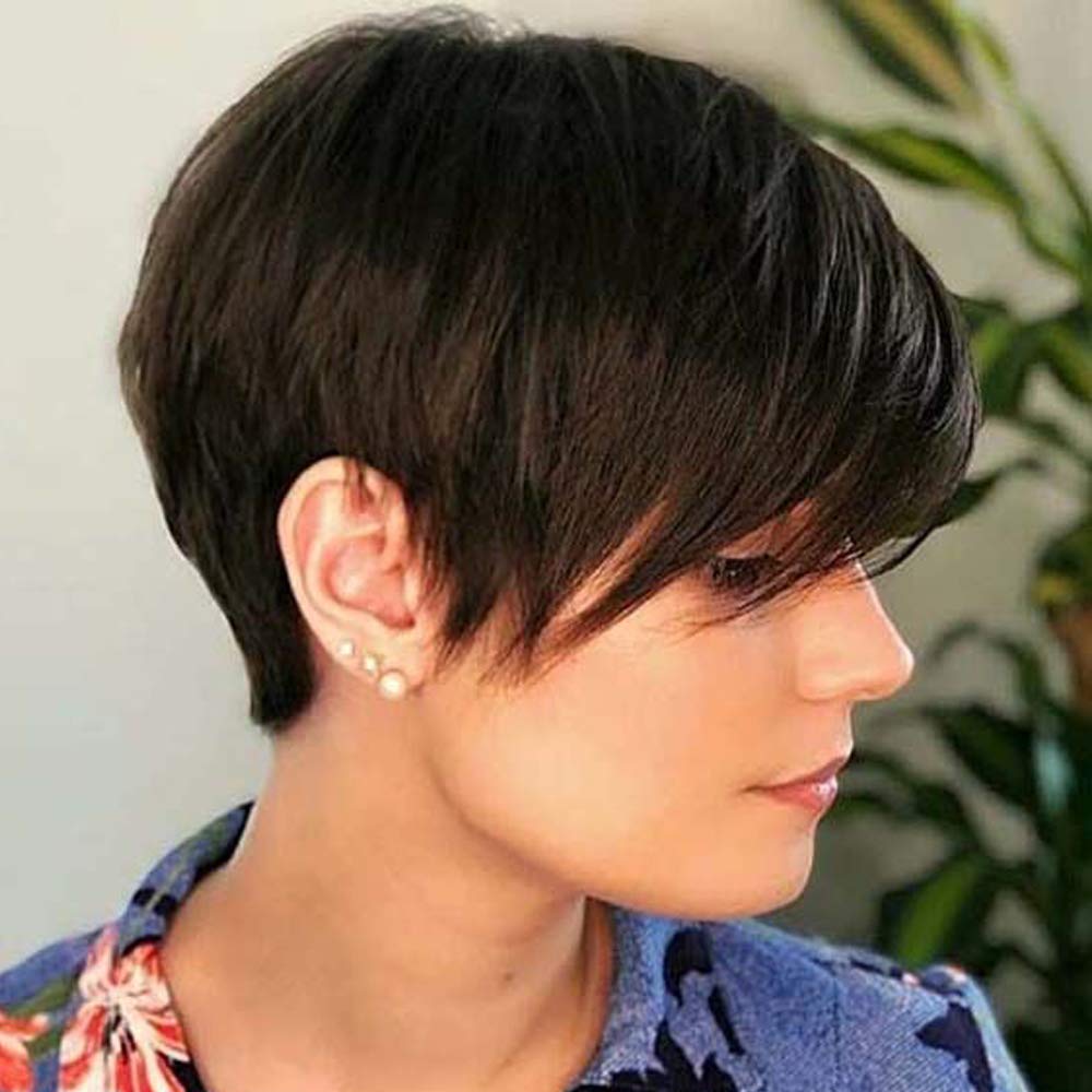 no46 yms✨2PCS 50% OFF✨ P12758 Short Black Pixie Cut Wig with Bangs Layered Straight Heat Resistant Synthetic Short Hair Hair Wigs for White and Black Women Daily Use