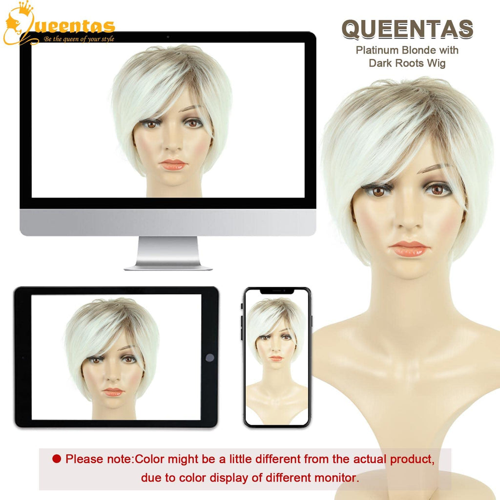 yms✨2PCS 50% OFF✨P13343 Short Blonde Wigs with Bangs Pixie Layered Short Pixie Cut Wigs for White Women Synthetic Hair