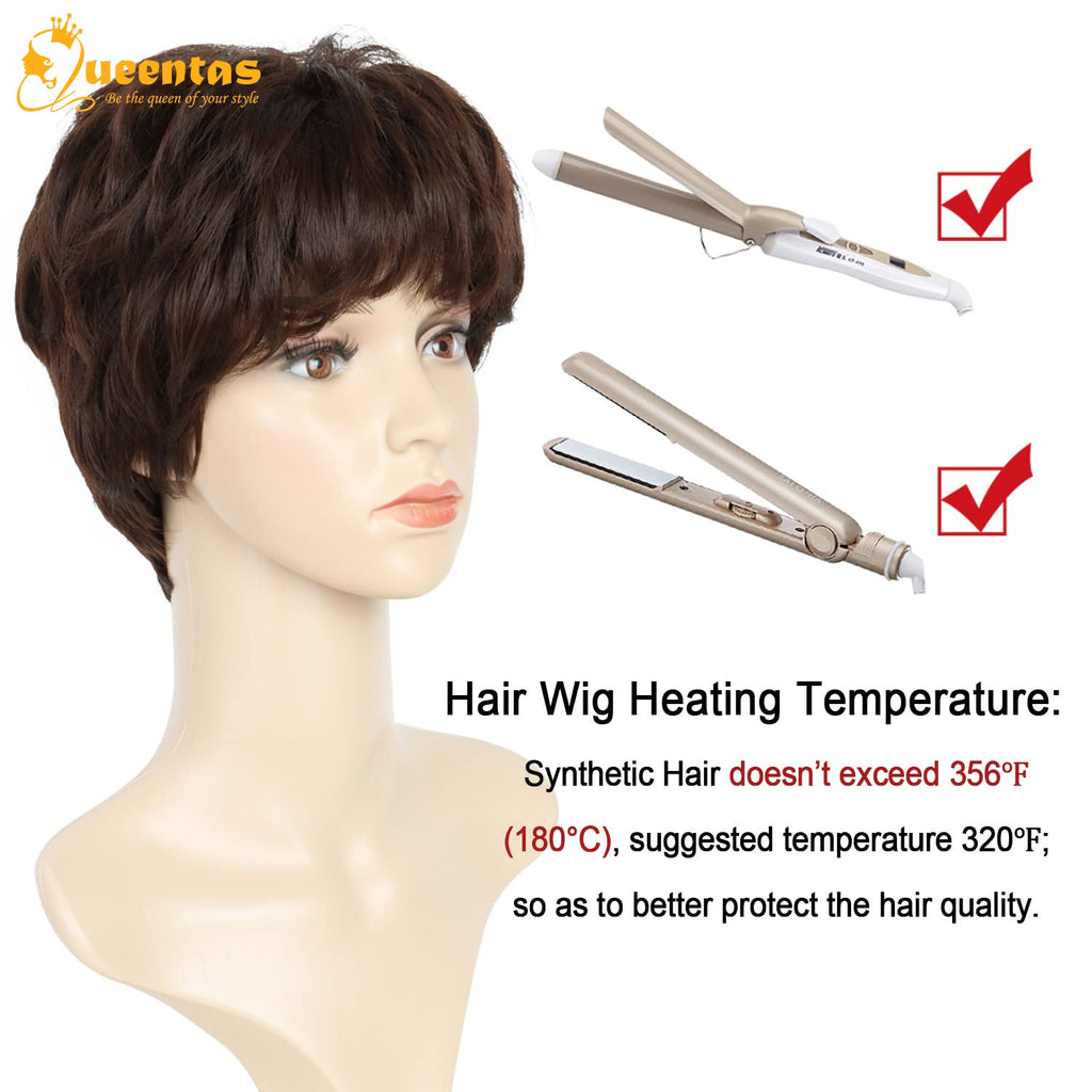 no44 yms✨2PCS 50% OFF✨ P13873 Short Brown Wigs for White Women Pixie Cut Wig with Bangs Pixie Layered Short Hair Wigs for Women Synthetic Hair Daily Use Cosplay