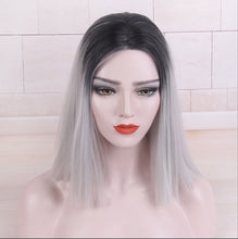 Load image into Gallery viewer, FH P14211 ombre blue middle part machine made synthetic wig