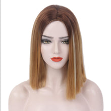 Load image into Gallery viewer, FH P14209 blonde highlight short Bob synthetic wig