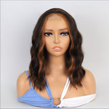 no5✨2PCS 50% OFF✨ FH P14076 dark highlight lace closure short wavy synthetic wig