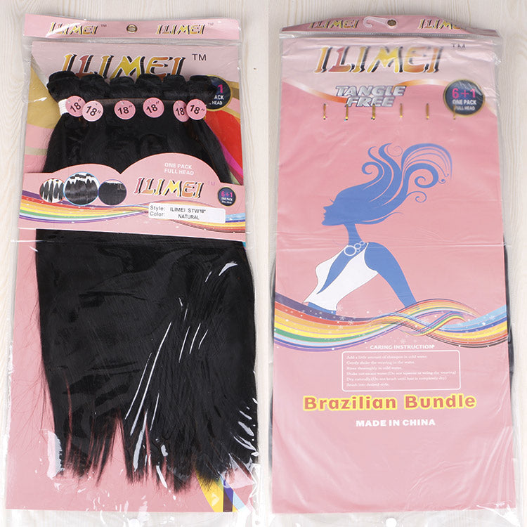 FH Q14415 black straight hair 6 pcs 18 inch hair bundles with lace closure