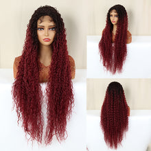 Load image into Gallery viewer, FH P13855 ombre color deep curly lace closure synthetic wig