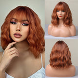 FHTK P14126 Ginger color short wavy Bob wig synthetic wig