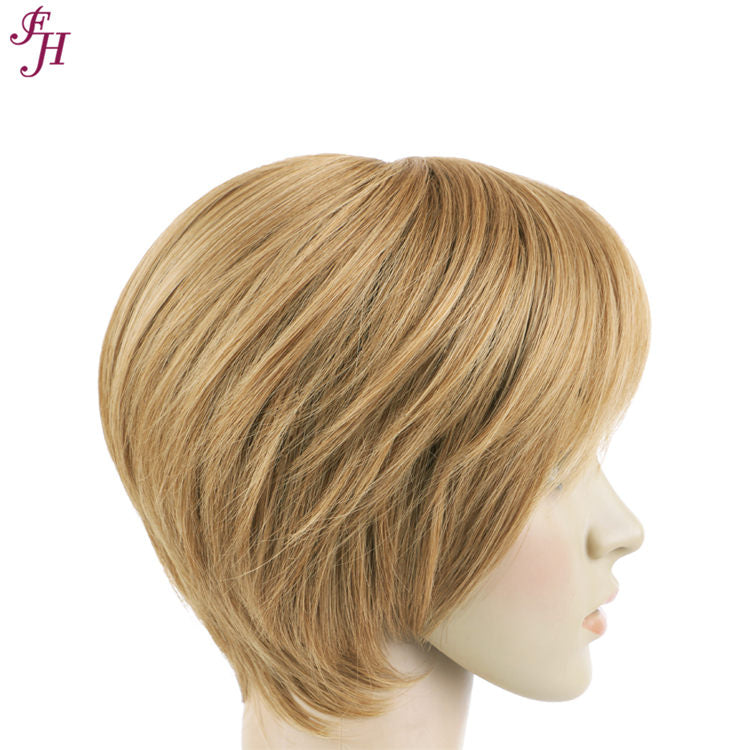 FH wholesale cheap wig high quality short Flax white gold synthetic hair wig