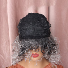 Load image into Gallery viewer, FHTK P13913 black and grey curly synthetic wig