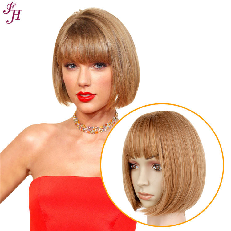 no43 ✨2PCS 50% OFF✨ FH P12454 dark blonde short bob wig machine made synthetic wig