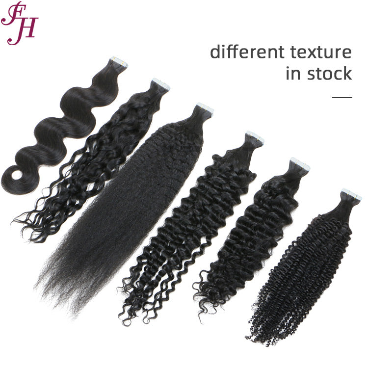 FH wholesale human hair water wave tape in hair extensions