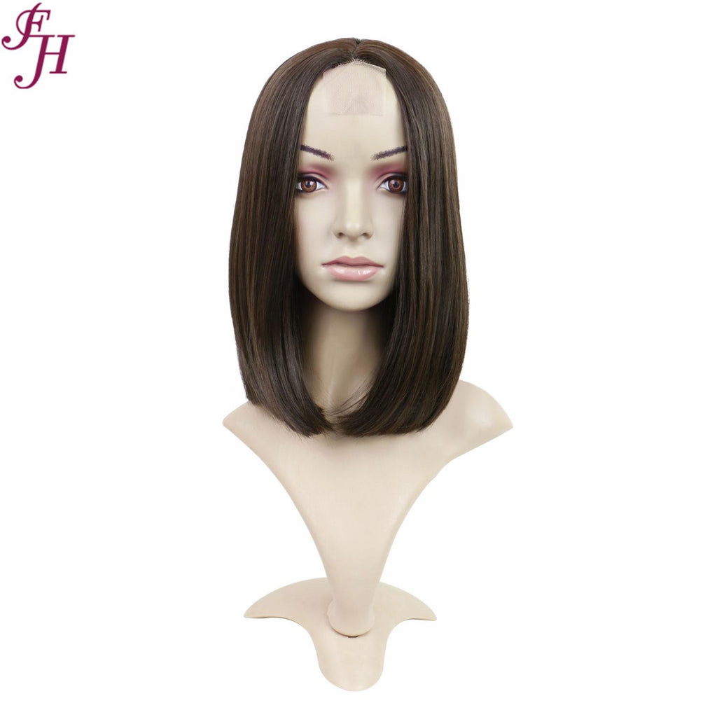 no8✨2PCS 50% OFF✨ FH P13605 middle part brown Lace Closure Synthetic wig