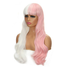 Load image into Gallery viewer, FHTK P13965 white and pink long straight hair bang wig synthetic wig