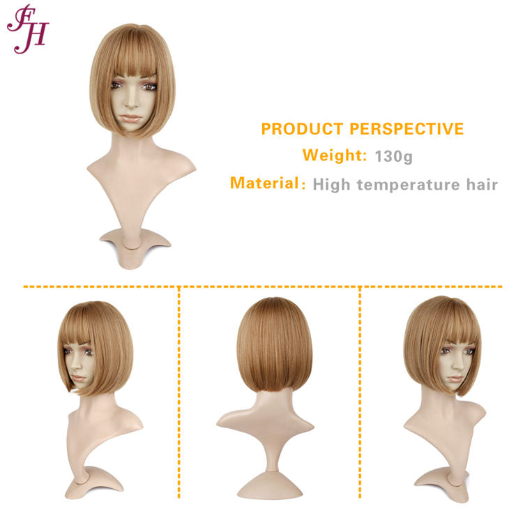 no43 ✨2PCS 50% OFF✨ FH P12454 dark blonde short bob wig machine made synthetic wig