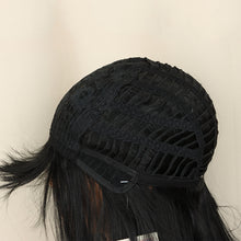 Load image into Gallery viewer, FH P13846 black wavy machine made with bang synthetic wig