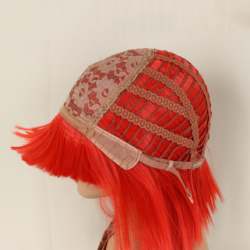 FH P13857 red color bob wig machine made synthetic wig