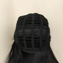 Load image into Gallery viewer, FH P13846 black wavy machine made with bang synthetic wig