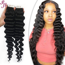 Load image into Gallery viewer, FH factory price black deep wave tape in hair extensions