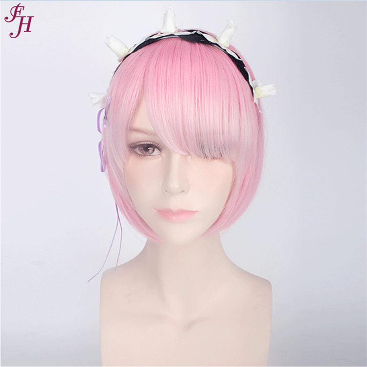 FH factory wholesale cheap P11844 machine made wig synthetic pink hair wig