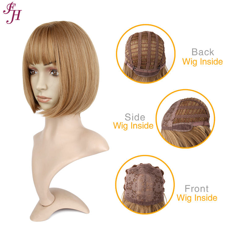 no43 ✨2PCS 50% OFF✨ FH P12454 dark blonde short bob wig machine made synthetic wig