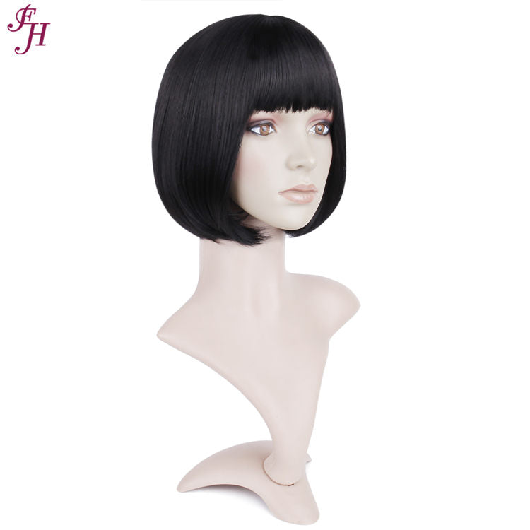 FH wholesale cheap wig P12453 short black bob synthetic hair wig