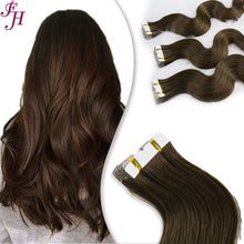 Load image into Gallery viewer, FH 100% human hair chocolate brown human hair tape hair extensions