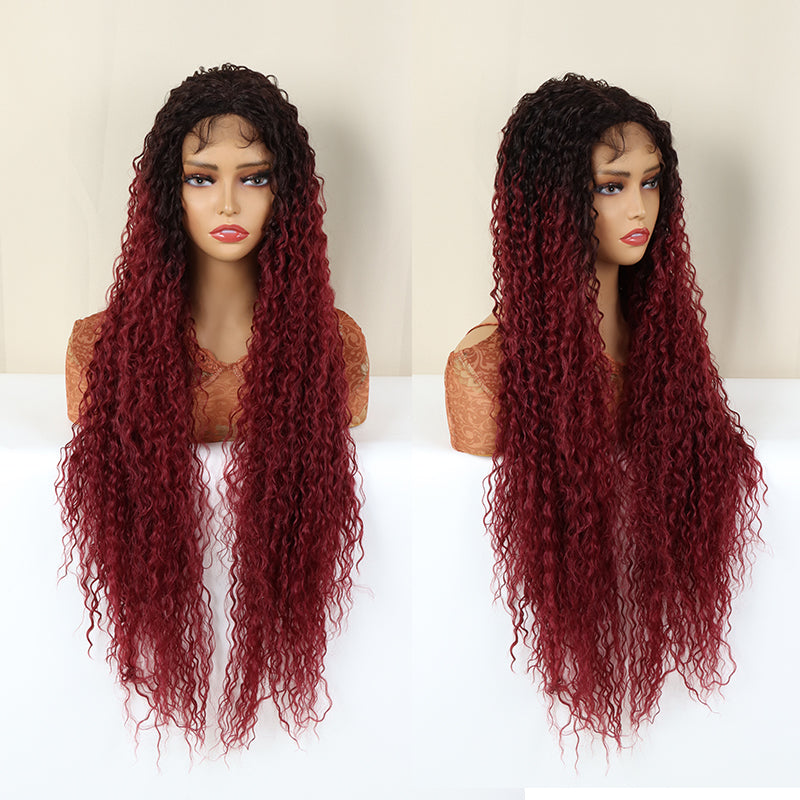 FH P13855 ombre color deep curly lace closure synthetic wig