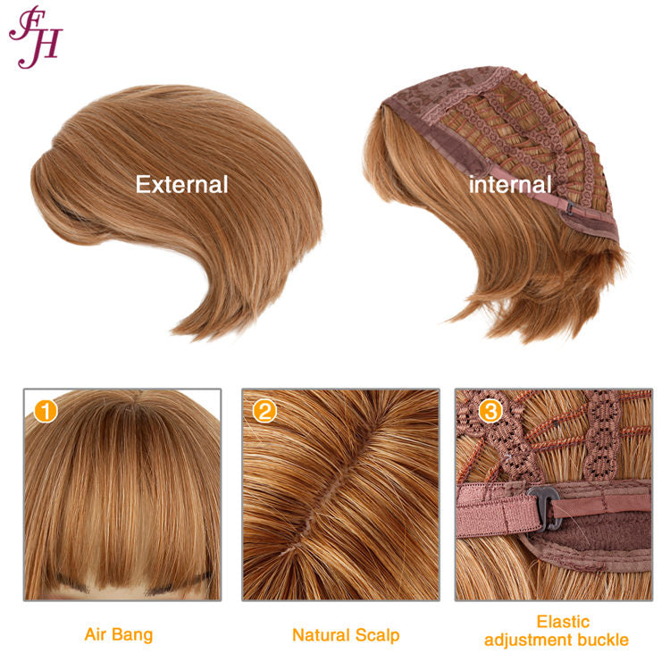 no43 ✨2PCS 50% OFF✨ FH P12454 dark blonde short bob wig machine made synthetic wig