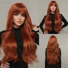 Load image into Gallery viewer, FH P14128 beautiful ginger color long wavy with bang synthetic wig