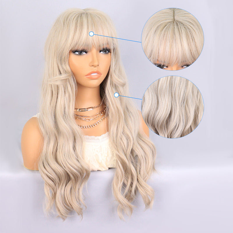 24inch FH P14360 light blonde synthetic wig with bang