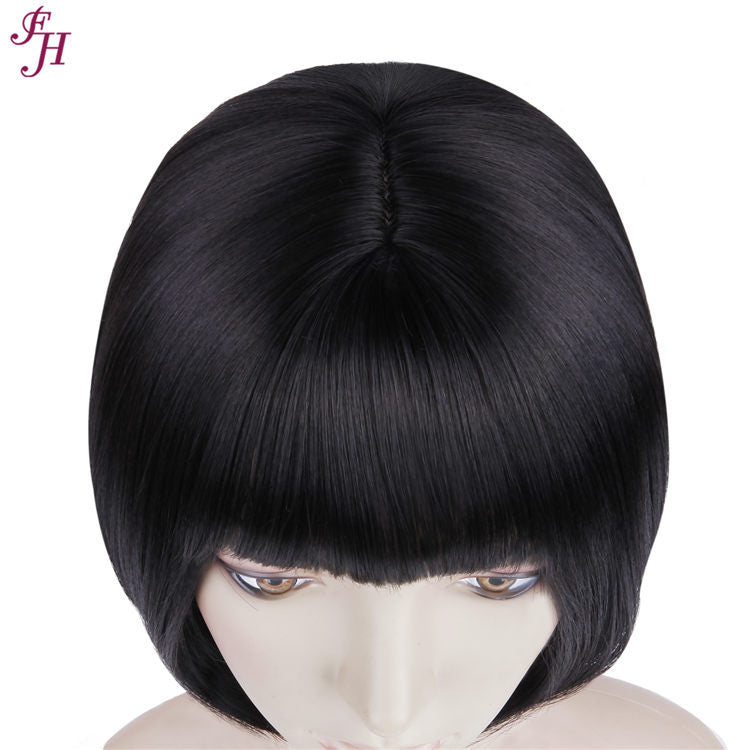 FH wholesale cheap wig P12453 short black bob synthetic hair wig